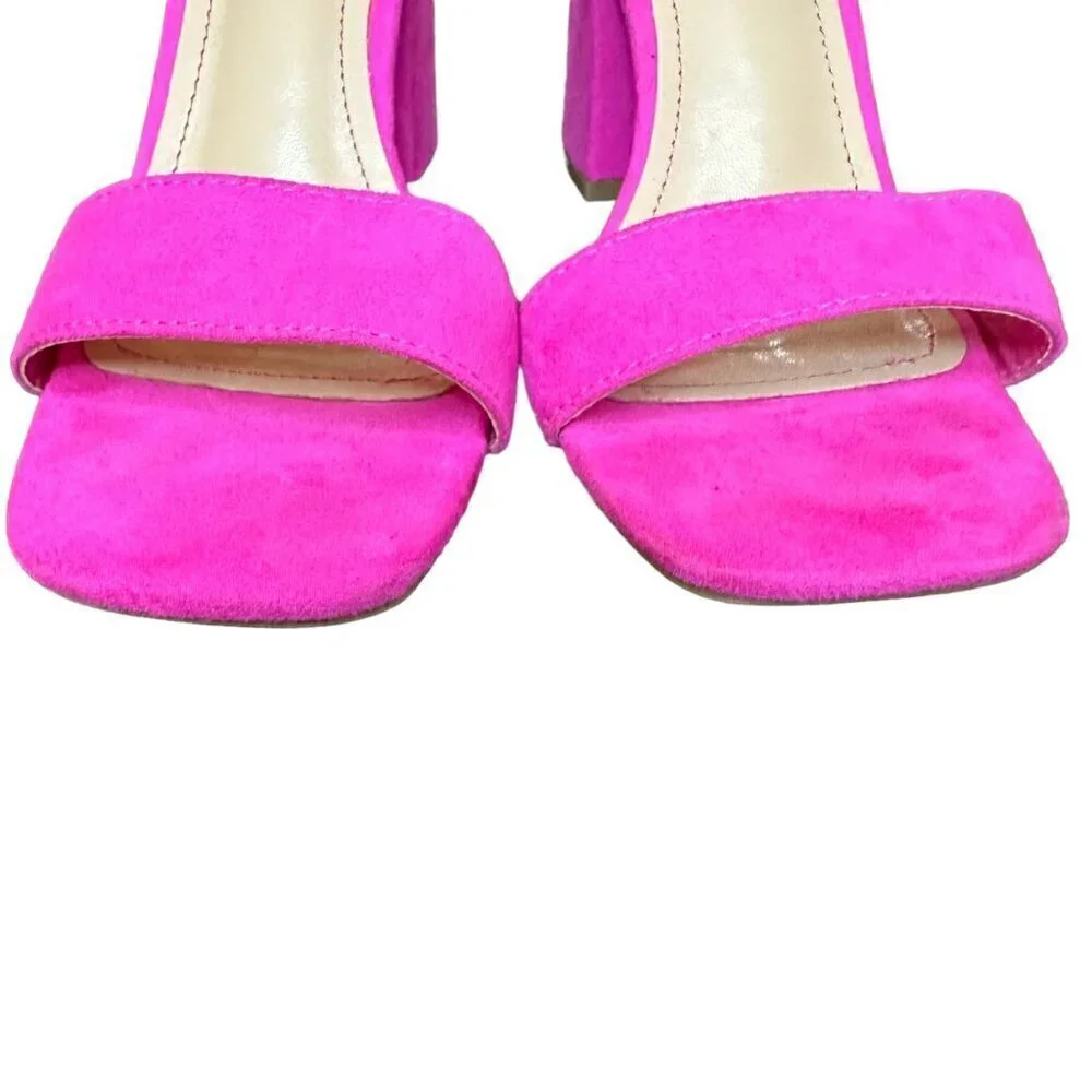Bamboo Nicole Square Open Toe Block Chunky Heel Barbie HOCO‎ Pink Size 6